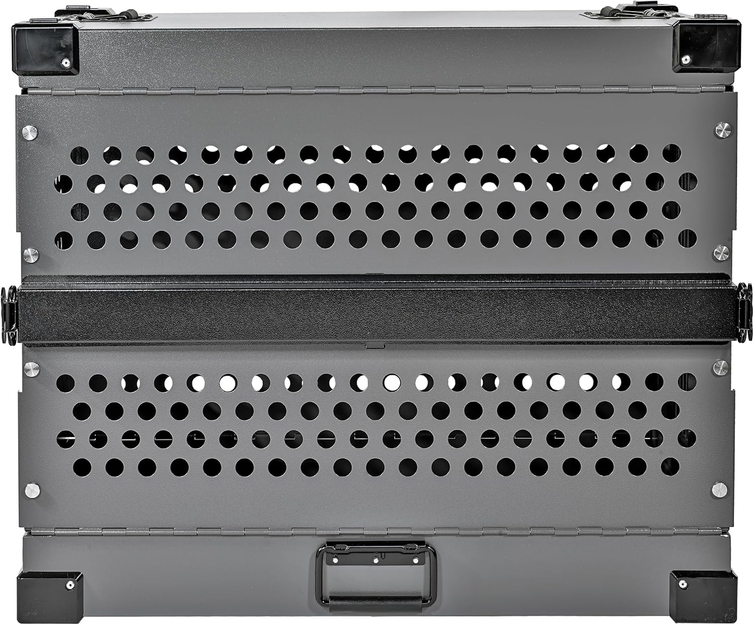 Heavy Duty Fully Collapsible Powder-Coated Aluminum Dog Crate - Small (Gray)