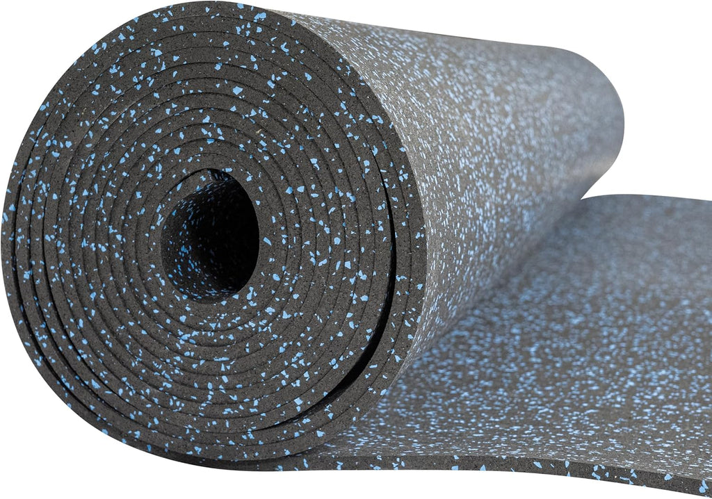 Playsafer Genaflex Rubber Gym Floor Mat, Heavy Duty Commercial Protective Gym Flooring Roll - 8mm Thick (10% Blue, 4' X 15')