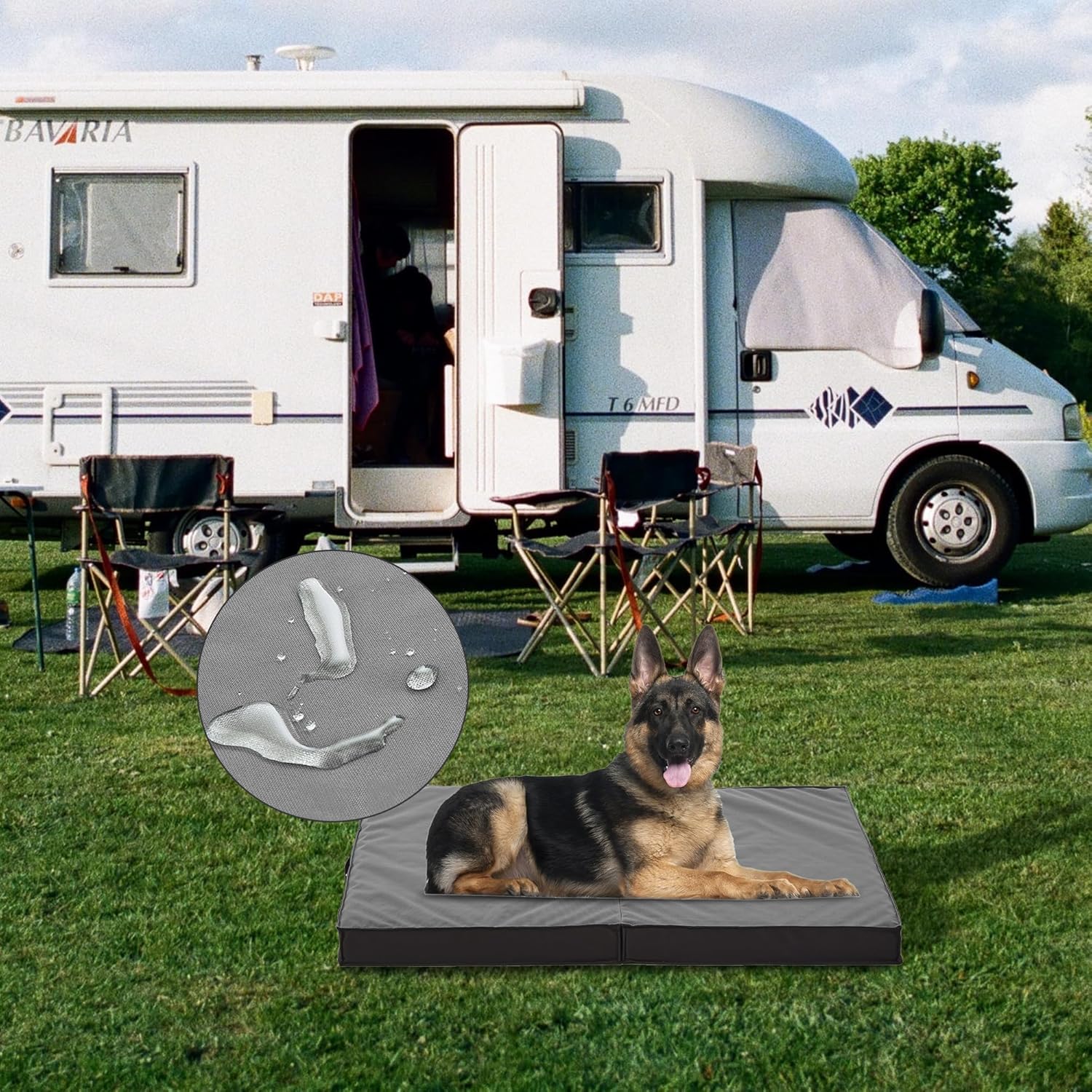Outdoor Dog Bed for Large Dogs, Waterproof & Washable, Foldable & Orthopedic, 41" All Weather
