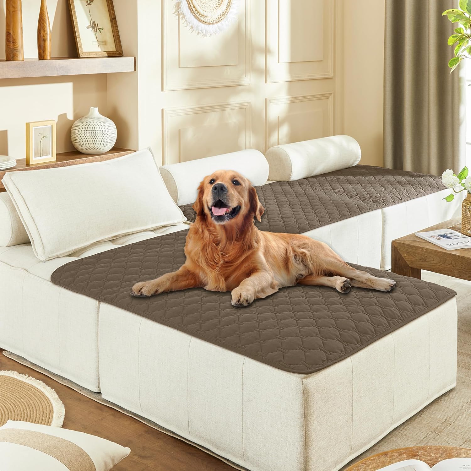 gogobunny 100% Double Sided Waterproof Dog Blanket Soft Pet Bed Cover Reversible Protect Furniture Couch Sofa Car for Puppy Cat Kids (Dark Walnut/Light Walnut, 40x50 Inch (Pack of 1))