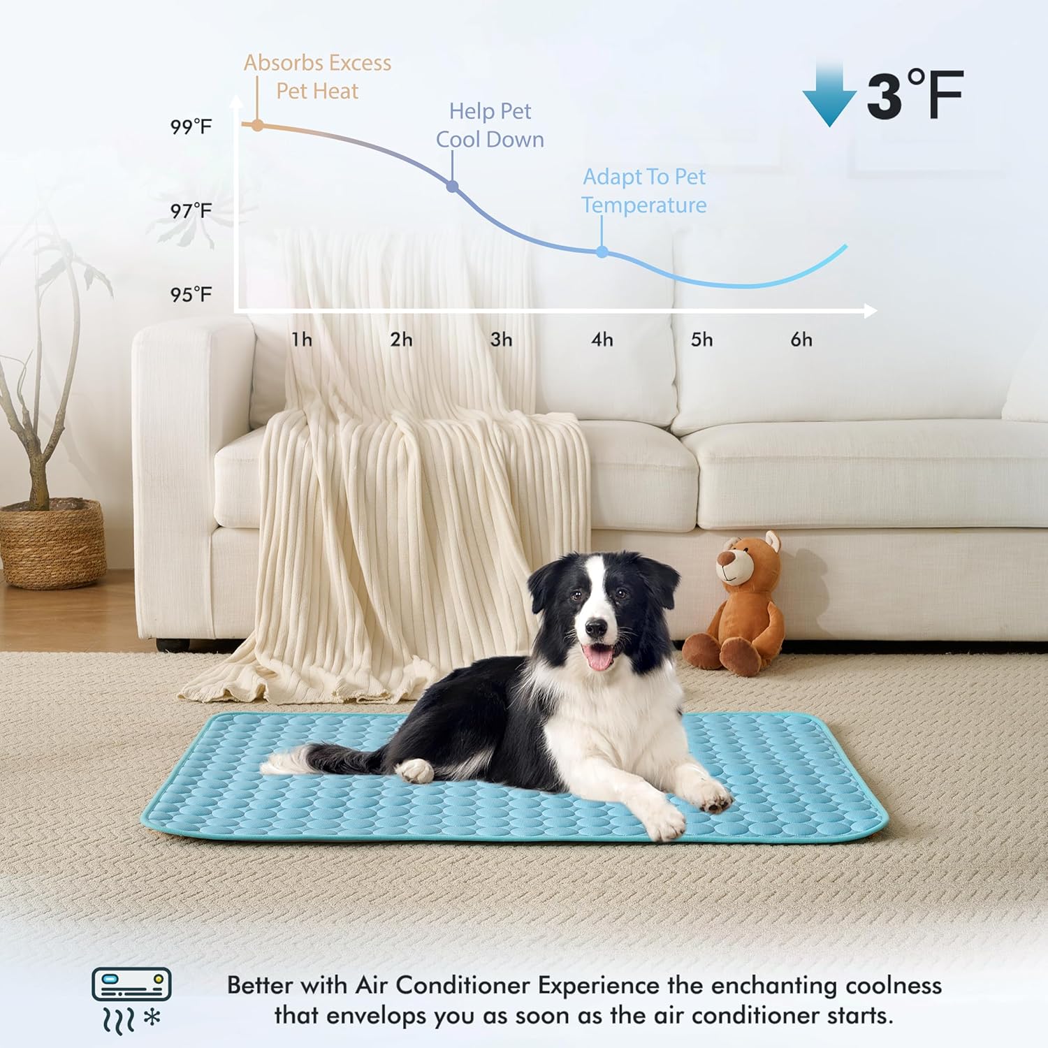 MICROCOSMOS Summer Cooling Mat & Sleeping Pad- Water Absorption Top, Materials Safe, Easy Carry, EZ Clean. Keep Cooling for Pets, Kids and Adults.(Blue, 19" x 15")