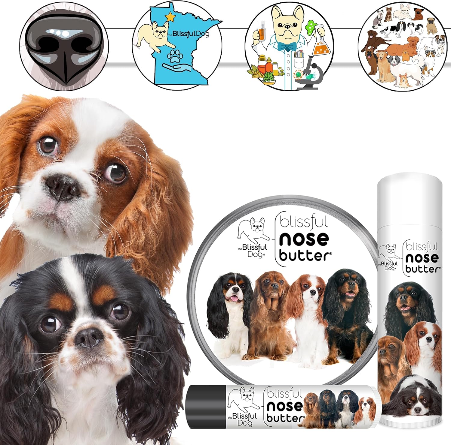 The Blissful Dog Cavalier King Charles Spaniel Unscented Nose Butter - Dog Nose Butter, 8 Ounce