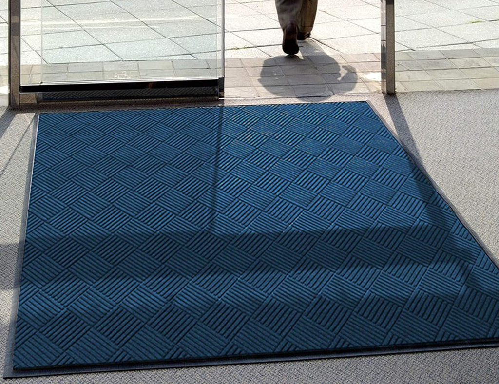 WaterHog Diamond | Commercial-Grade Entrance Mat with Rubber Border – Indoor/Outdoor, Quick Drying, Stain Resistant Door Mat (Navy, 3' x 6')