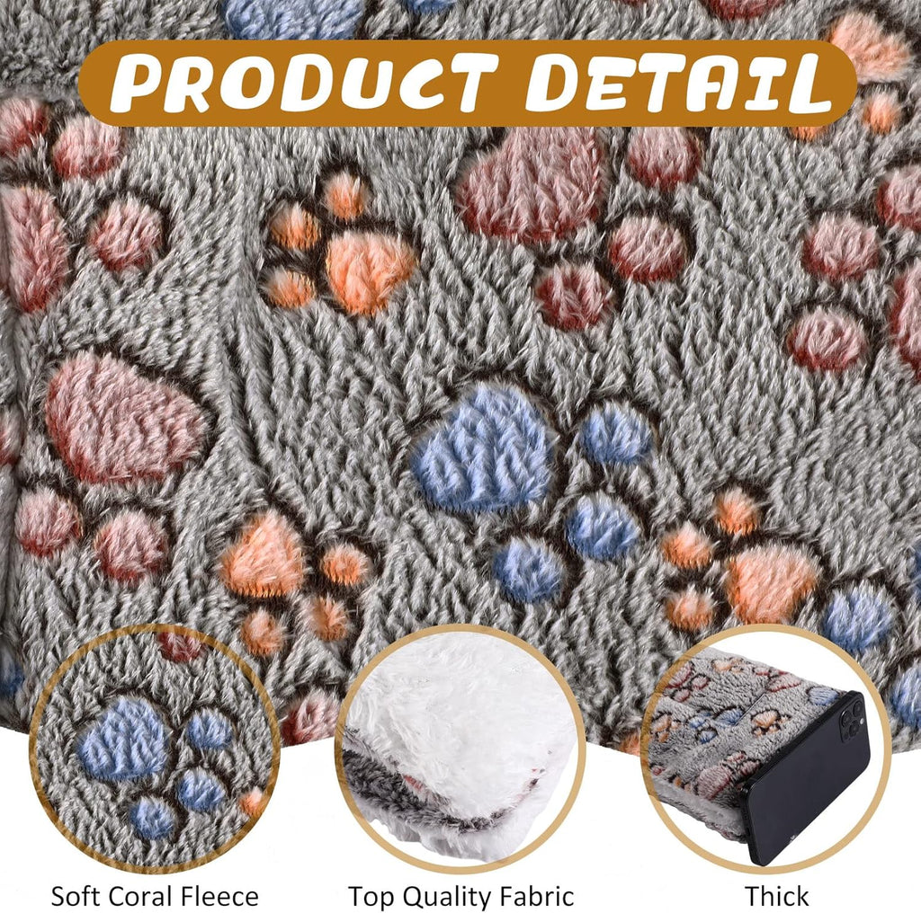 4 Pack Ultra Soft Dog Cat Bed Mat with Cute Prints Reversible Fleece Dog Crate Kennel Pad Cozy Washable Thickened Hamster Guinea Pig Pet Bed Mat for Small Animals(13 x 10 Inches,Gray)