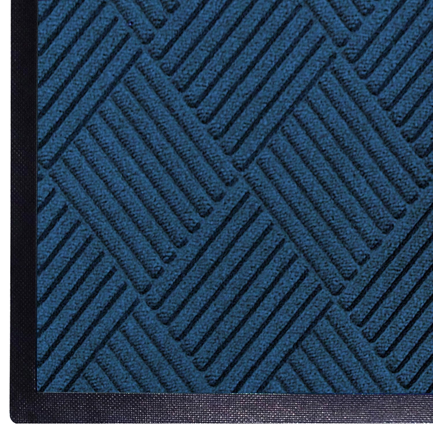 WaterHog Diamond | Commercial-Grade Entrance Mat with Rubber Border – Indoor/Outdoor, Quick Drying, Stain Resistant Door Mat (Navy, 4' x 10')