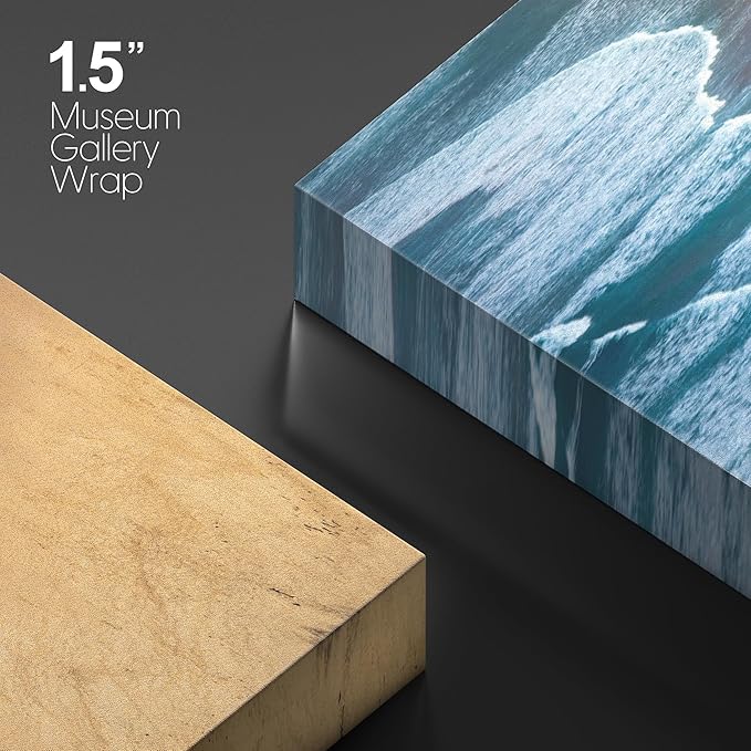 SIGNWIN Canvas Wall Art Serene Ocean Shoreline Aerial Beach View with Rolling Waves and Lone Surfer Photography Modern Art Rustic Landscape Relax/Calm for Living Room, Bedroom - 16"x24"