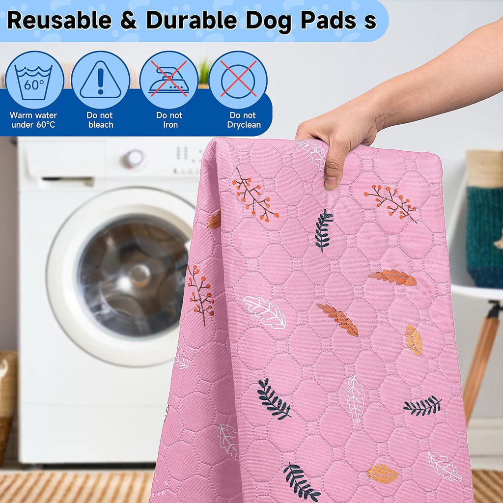 Sunheir 2 Pack Washable Guinea Pig Pee Pads, 24" x 48" Waterproof Reusable Guinea Pig Cage Liners, Absorbent Bedding Training Mat for Small Animal Guinea Pigs Rabbit Bunny Hamster - Pink