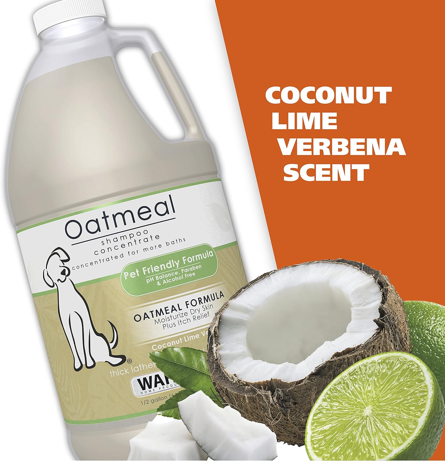 Wahl USA Dry Skin & Itch Relief Pet Shampoo for Dogs – Oatmeal Formula with Coconut Lime Verbena Scent - 64 Oz - Model 821004-050