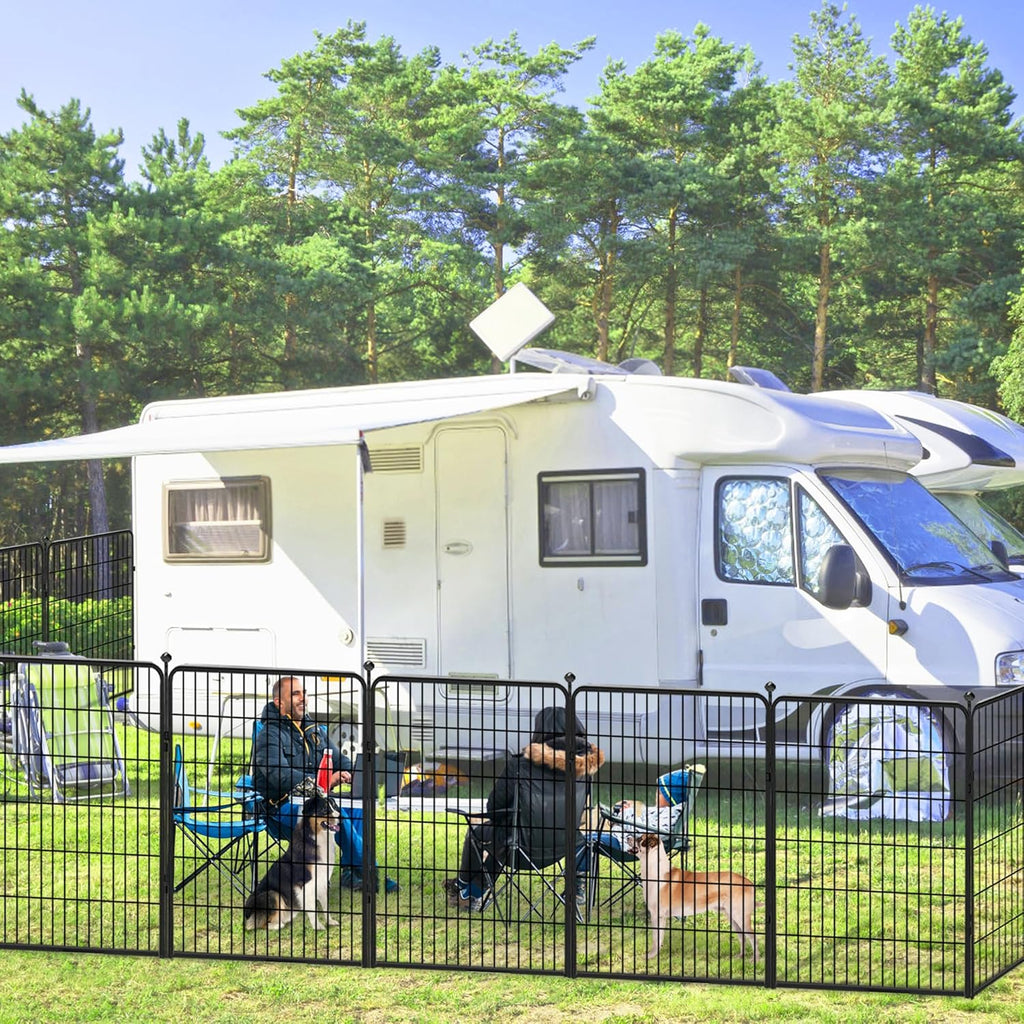 Dog Playpen 40 inch 24 Panels Indoor Outdoor Dog Pen for Large/Medium/Small Dogs Heavy Duty Metal Dog Fence Outdoor for Yard, Puppy Playpen with Door Portable Pet Fence for RV Camping Yard