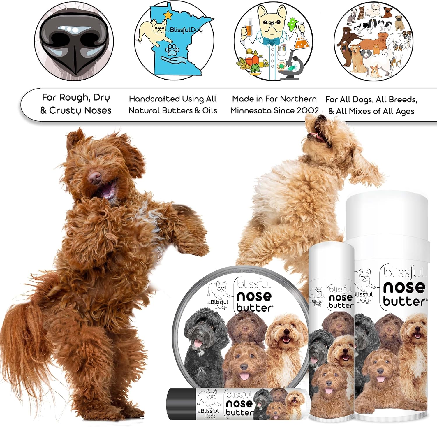 The Blissful Dog Labradoodle Unscented Nose Butter - Dog Nose Butter, 2 Ounce