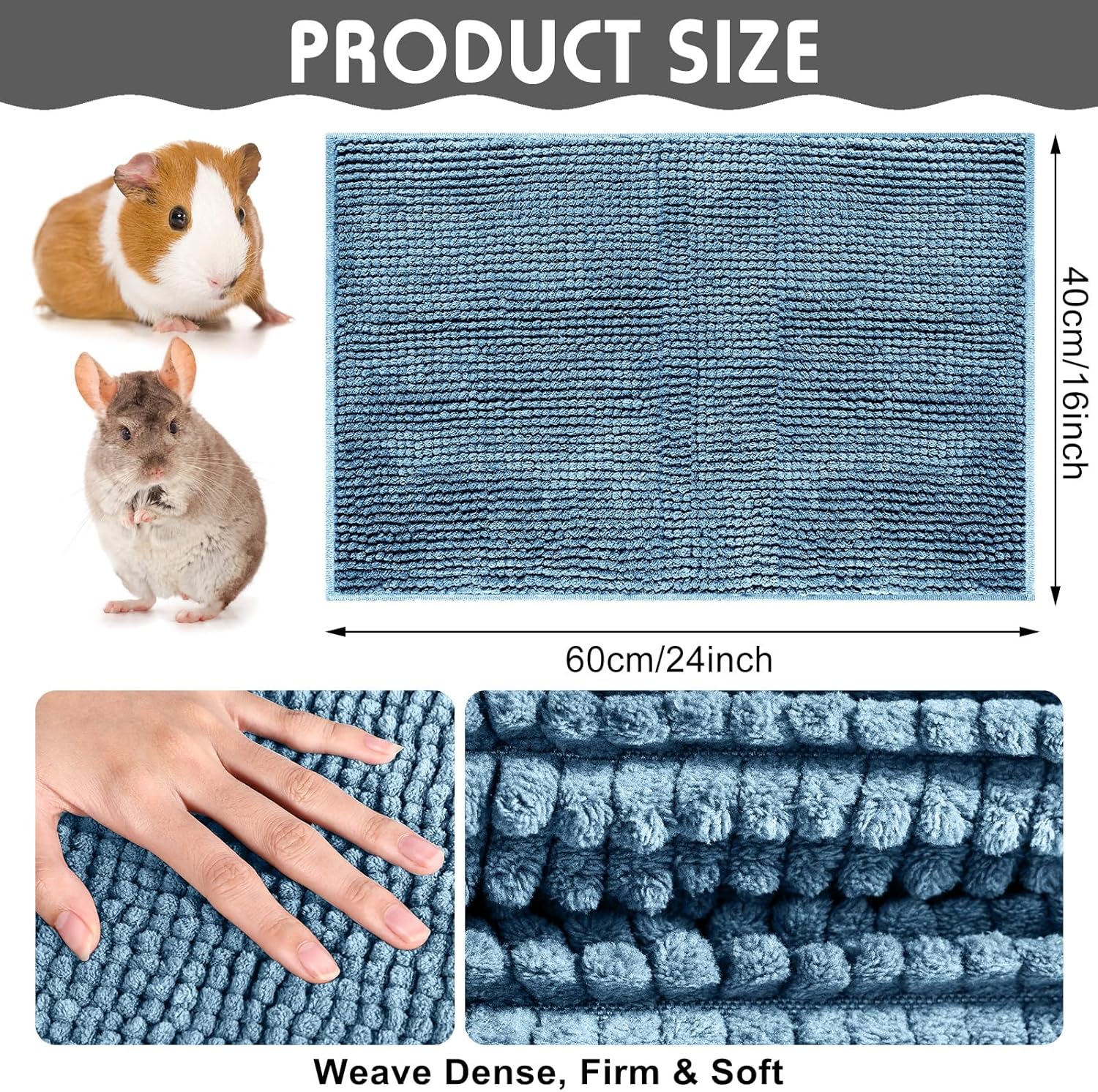 Amylove 4 Pcs Guinea Pig Cage Liner Guinea Pig Bedding Washable Fleece Pee Pads Reusable Small Animals Training Mat Small Animal Sleeping Bed for Bunny Hamster(Mixed Colors,16 x 24 Inch)