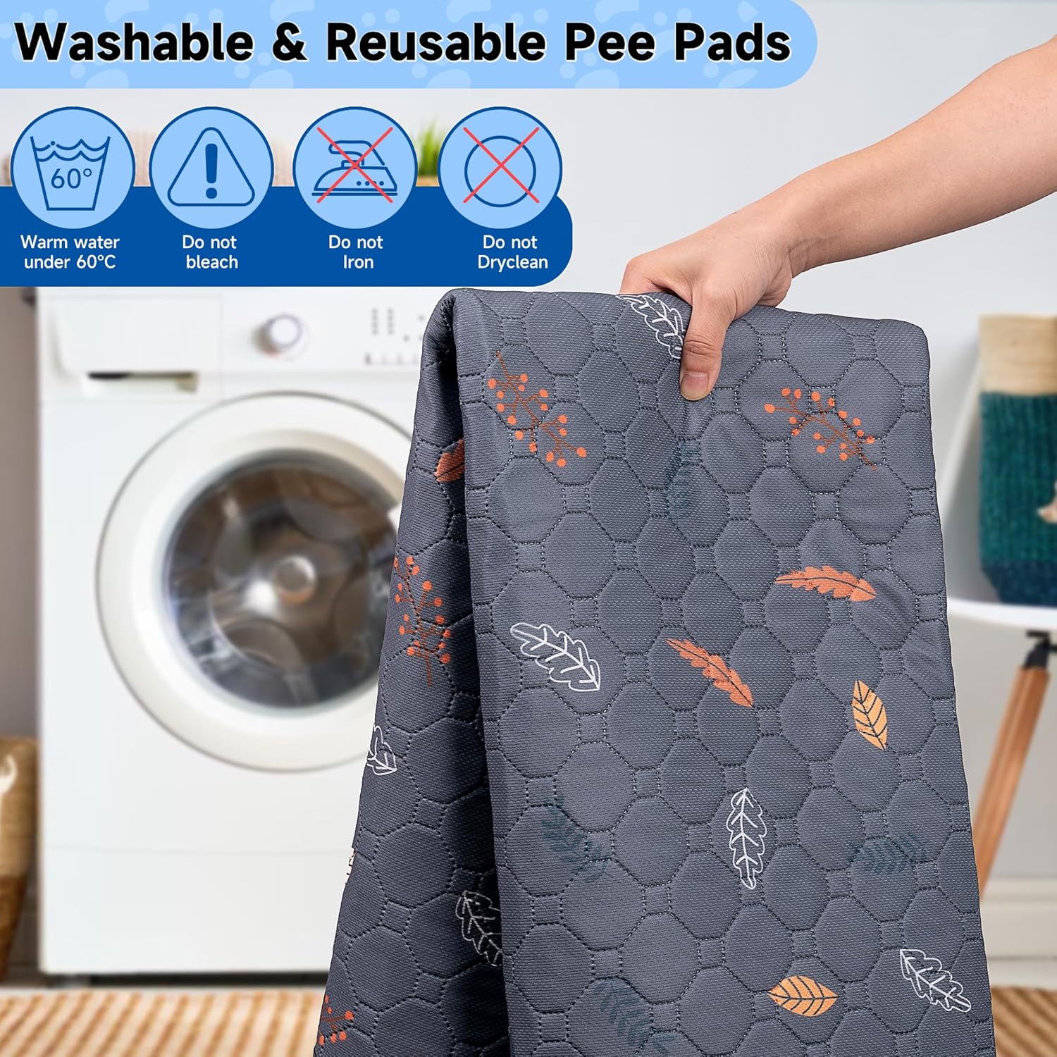 Sunheir Washable Pee Pads for Dogs 72"x72", Extra Large Reusable Puppy Pads Pet Training Pads for Dog Playpen, Waterproof Pee Pads for Puppy Playpen, Whelping Pad, Dog Playpen Indoor - Deep Grey