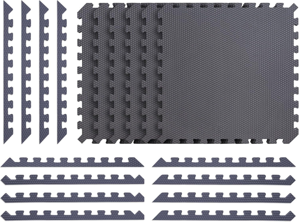 Norsk Dual-Sided Reversible 1/2" Foam Exercise Mats for Home Gym - Interlocking EVA Foam Tiles
