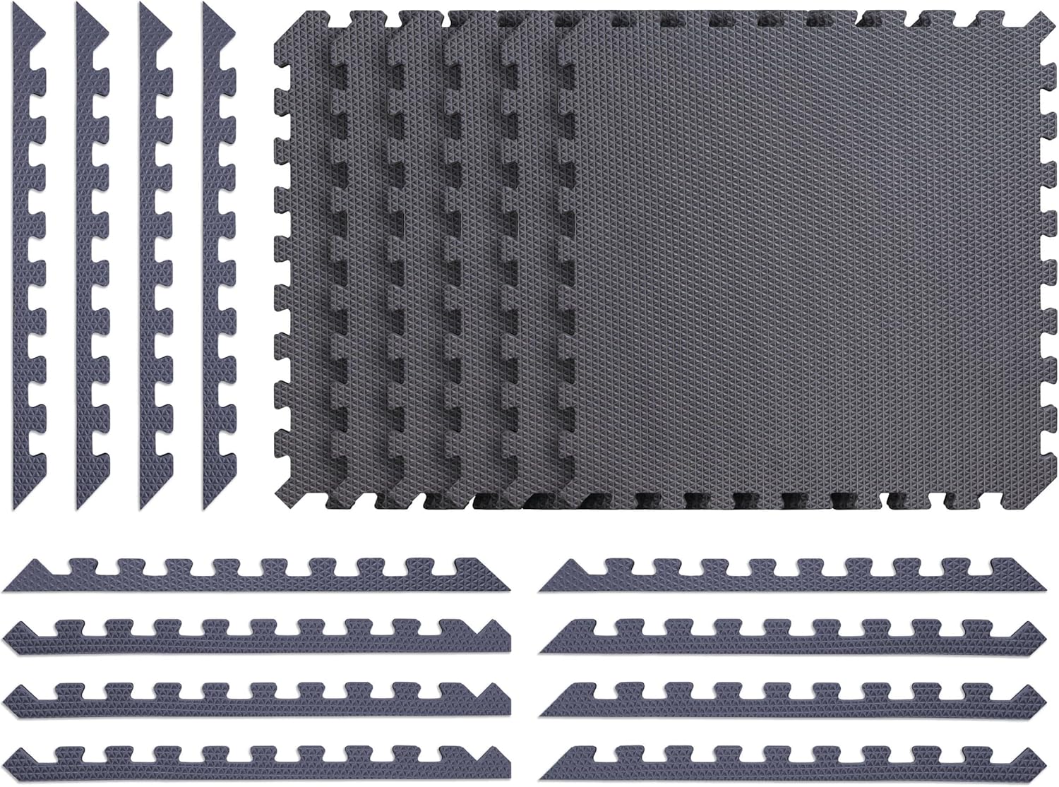 Norsk Dual-Sided Reversible 1/2" Foam Exercise Mats for Home Gym - Interlocking EVA Foam Tiles
