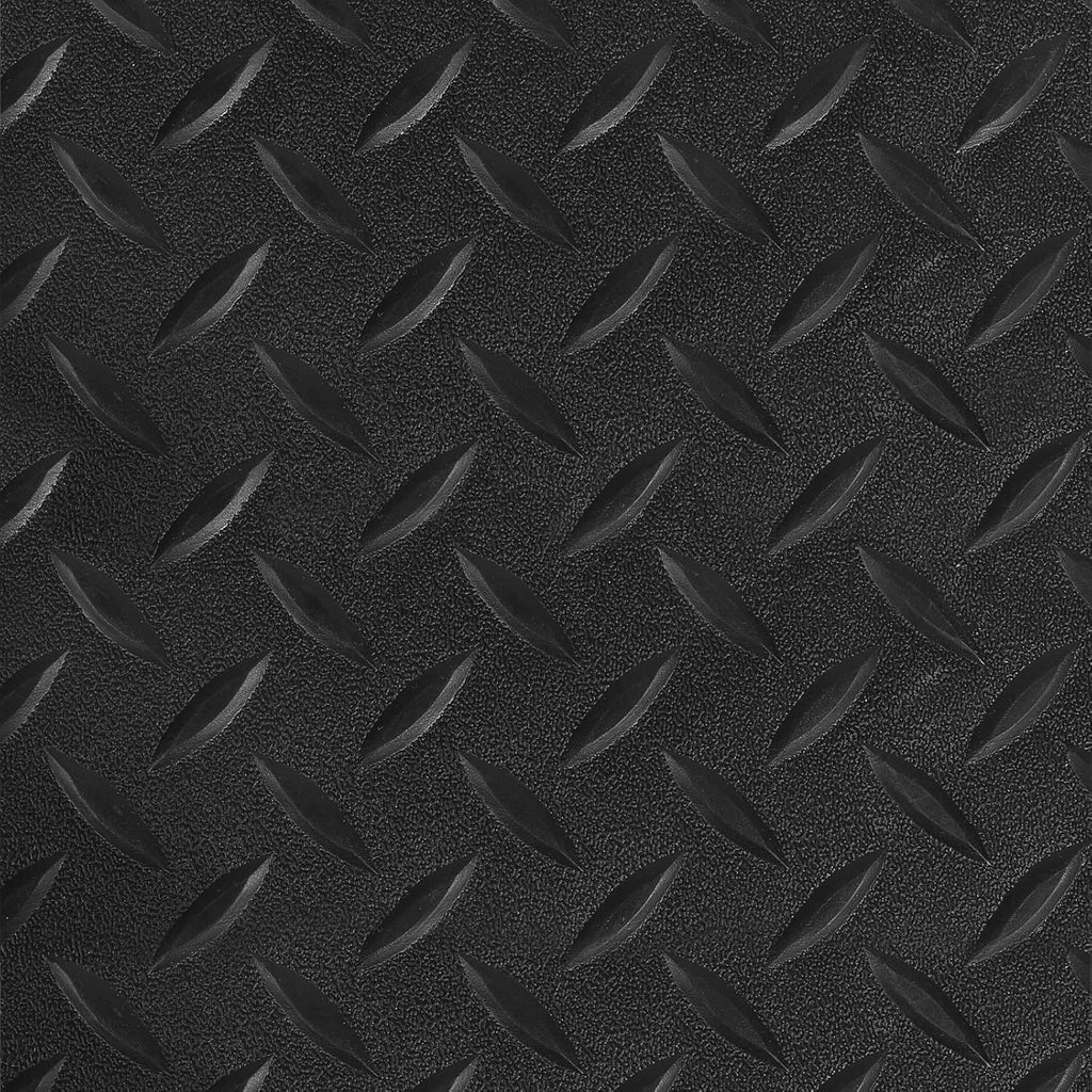 Boshen 5Ft x 12Ft Rubber Flooring Mats 1.6mm Diamond Plate Flooring Roll 60sqft Rubber Trailer Garage Floor Mats Non-Slip Floor Protector Mat for Garage Warehouse Gym Basement-Black