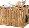 SETVSON Cat Litter Box Enclosure Furniture, Handwoven Rattan Hidden Litter Box by SETVSON
