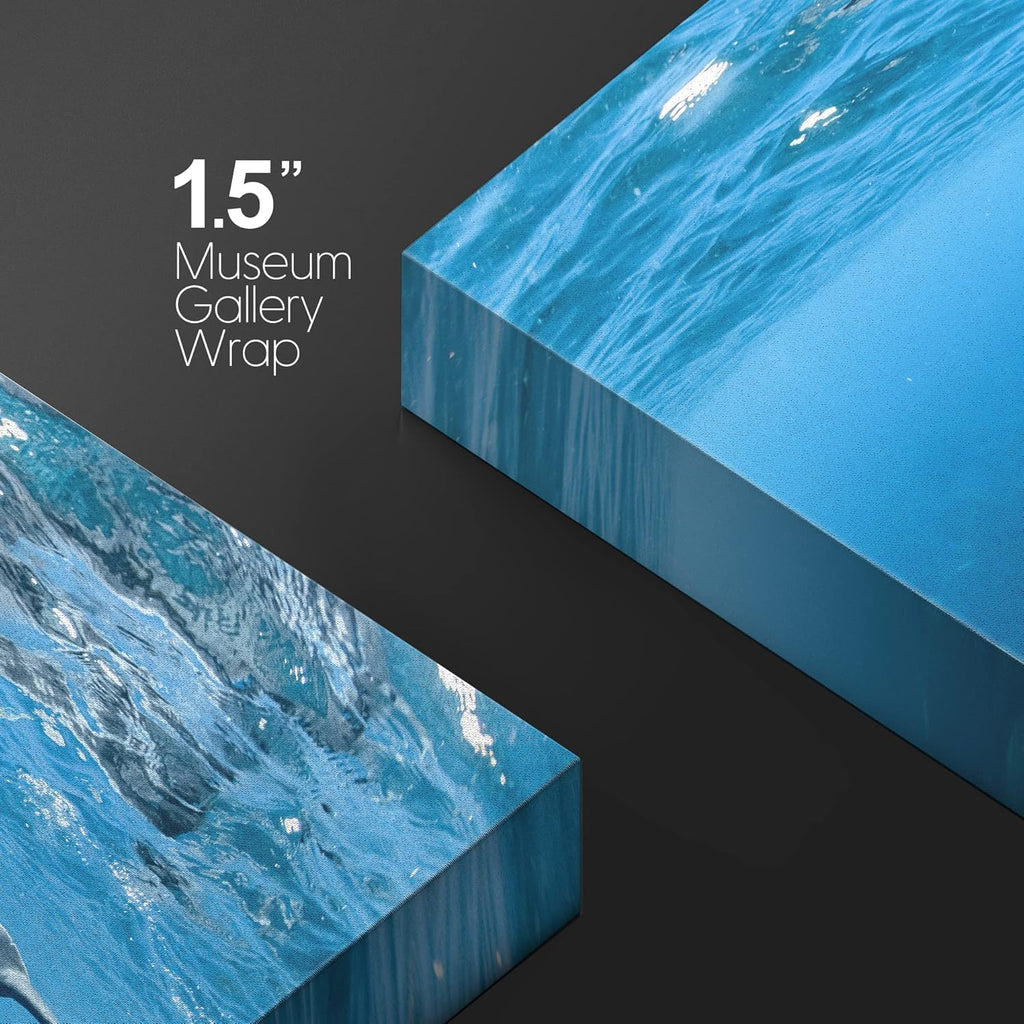 wall26 Canvas Print Wall Art Tropical Ocean Sea Underwater Dolphin Duo Nature Animals Photography Realism Rustic Scenic Landscape Wilderness Earth Colorful for Living Room, Bedroom, Office - 32"x48"