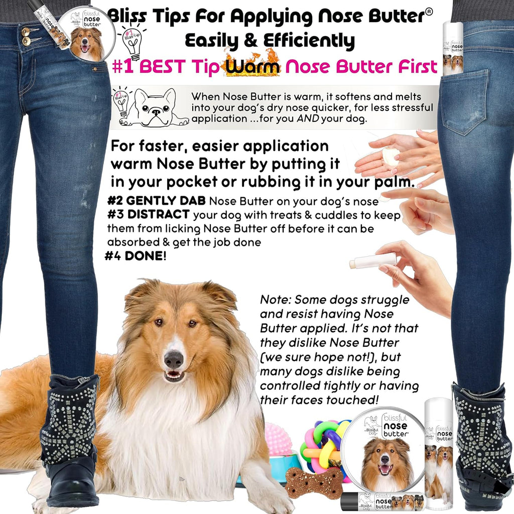The Blissful Dog Collie Nose Butter for Dry, Cracked Skin, Lick-Safe Dog Nose Balm with Moisturizing Shea Butter, Almond, Olive, and Essential Oils, Pet Supplies, Uncented, 4 oz.