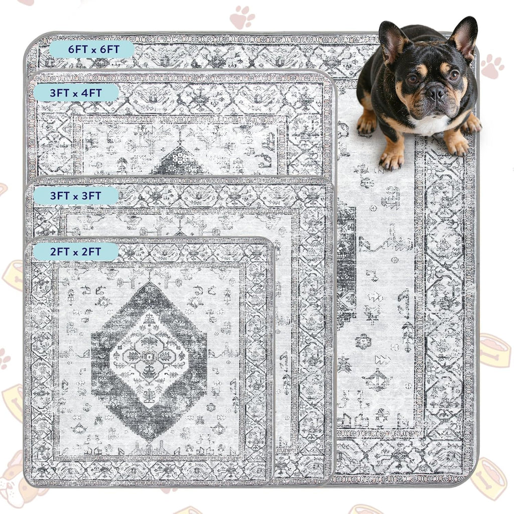 Lahome Extra-Large Washable Dog Pee Pads (72"x72") - Super Absorbent & Waterproof - Leakproof Reusable Mat for Playpens, Beds & Whelping, Convenient Cleanup,Gray