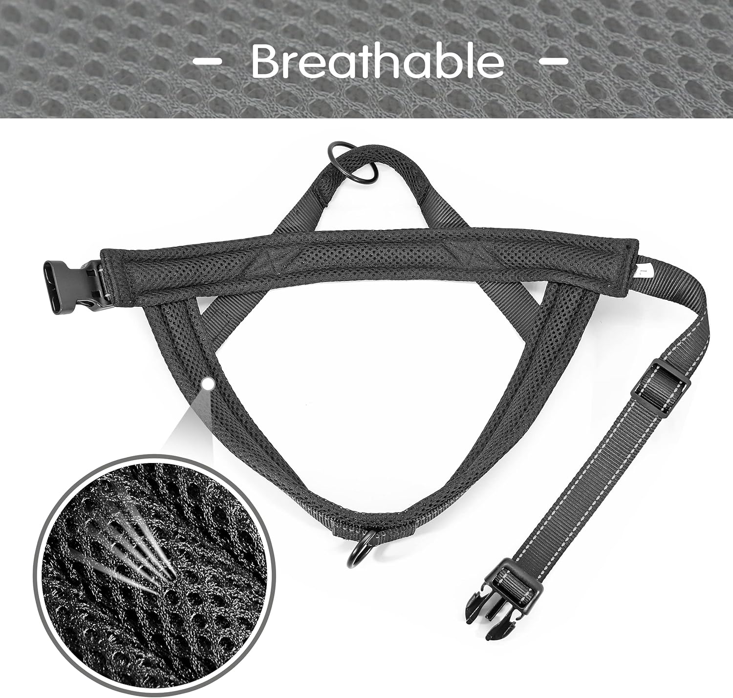 Didog No Pull Dog Harness with Soft Mesh Padded,Reflective & Quick Fit Light Weight Dog Strap Vest Harness,Easy for Walking Training (L:Chest 26-32", Mesh-Black)