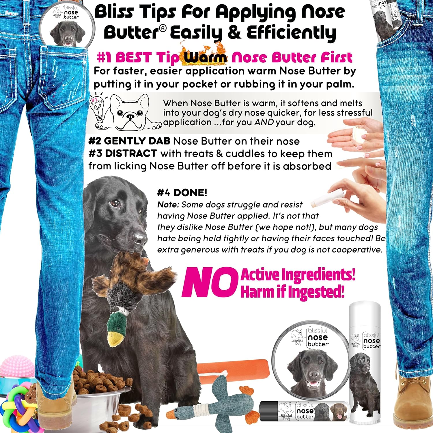 The Blissful Dog Flat-Coat Retriever Unscented Nose Butter - Dog Nose Butter, 0.15 Ounce