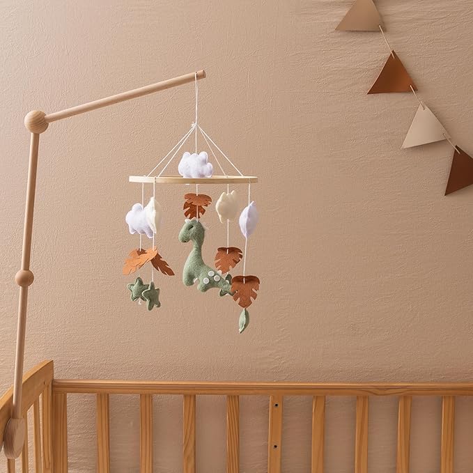 GOODMOM Dinosaur Baby Crib Mobile | Boys Nursery Decoration | Wooden Mobile for Crib | Dinosaur Nursery Mobile Theme | Newborn Baby Stuff | Baby Shower Gift for Boys & Girls | Easy Assembly & Durable