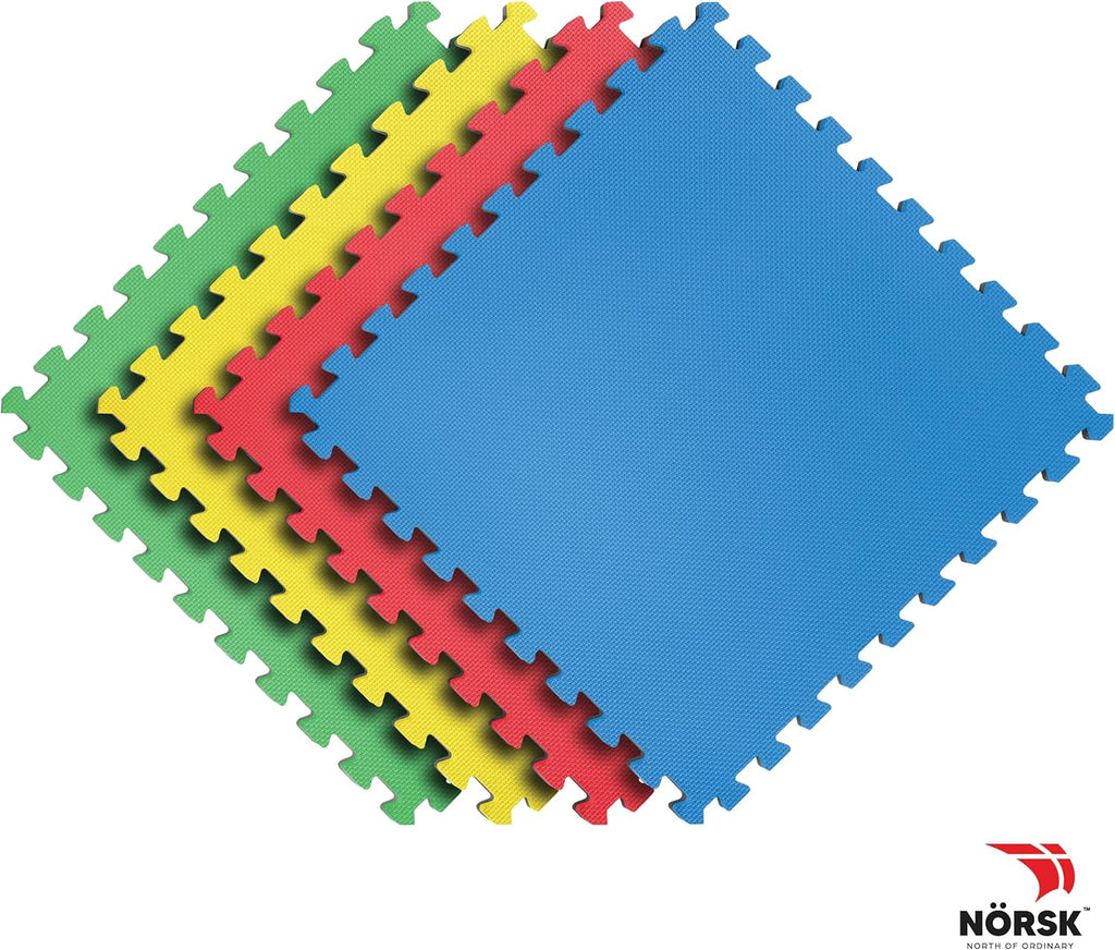Norsk Reversible Kids Puzzle Play Mats 1/2" Thick EVA Interlocking Foam Tiles (Multicolor/Black 16 Tiles - 64 sq. Ft. 1/2" Thick)