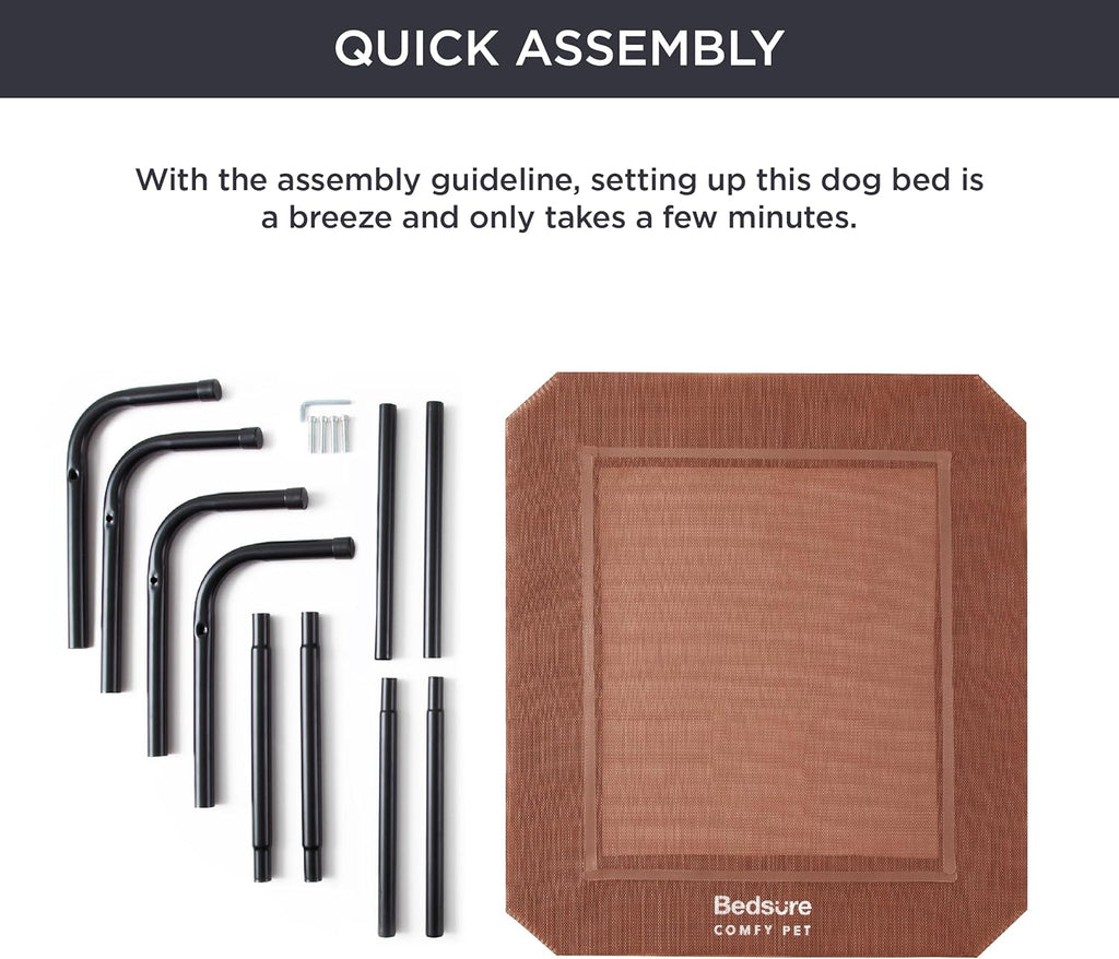Bedsure Elevated Raised Cooling Cots Bed for Large Dogs, Portable Indoor & Outdoor Pet Hammock with Skid-Resistant Feet, Frame with Breathable Mesh, Terracotta, 49 inches