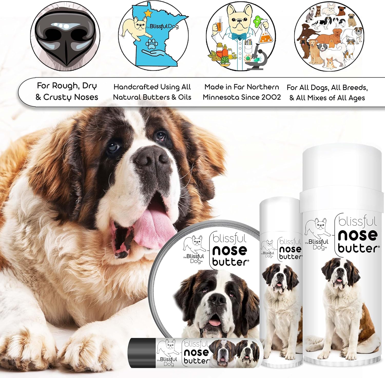 The Blissful Dog Saint Bernard Unscented Nose Butter, 16oz