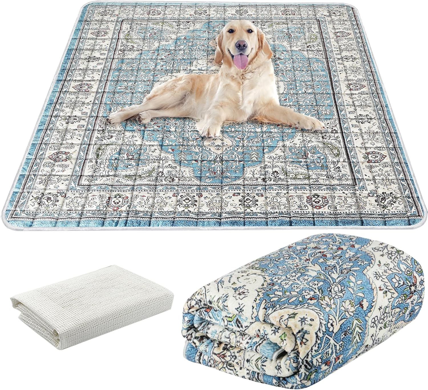Extra Large Washable Pee Pads for Dogs (72"x72"), Upgrade Reusable Puppy Pads with Non-Slip Rug Pad, Super Thickening Absorbent Leakproof Dog Traning Pads Whelping Pad for Dogs, Doggie