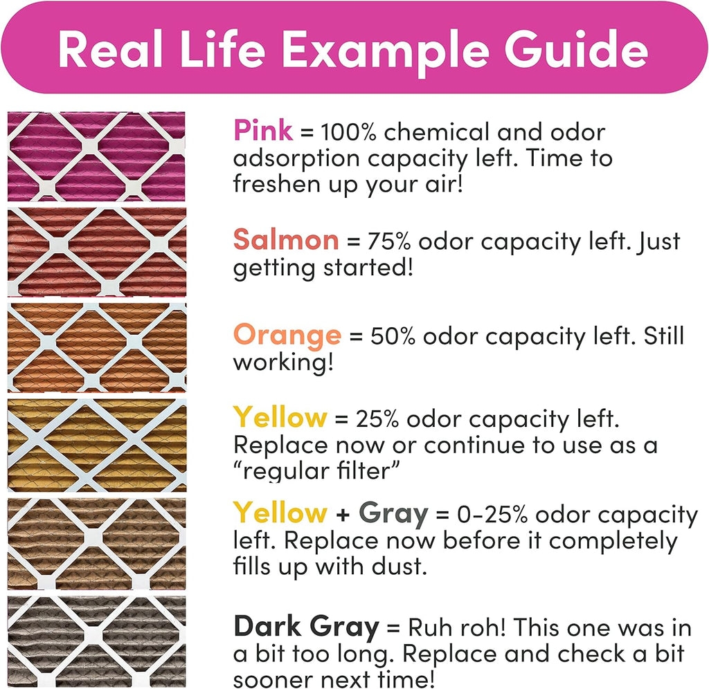 Colorfil 12x24x1 Air Filter (6-Pack) | Made in the USA | Color Changing | Remove Cat and Dog Odor | MERV 8 for Pet Hair Dander and Dust | 11.5"x23.5"x0.75" Exact Size