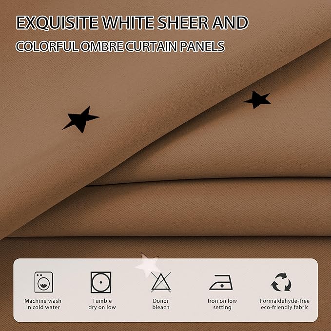 XiDi Black Out Curtains for Bedroom Windows, Curtains for Girls Bedroom Decor, Unicorn Curtains for Kids Room, Blackout Curtains for Living Room Curtains 84 inches Long 2 Panel Brown