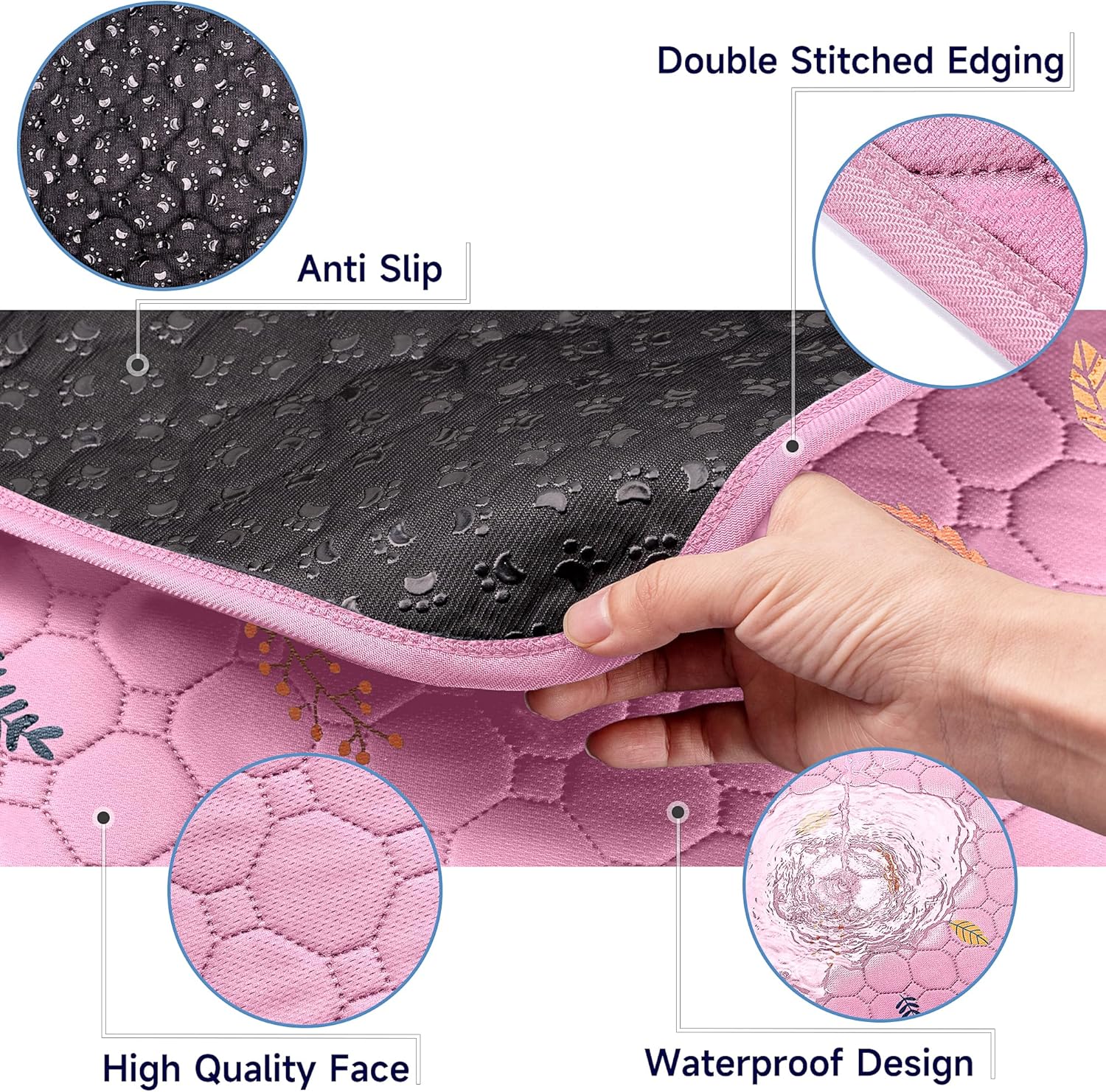 Sunheir Washable Pee Pads for Dogs Extra Large 48" x 60" 2-Pack, Reusable Puppy Pads Pet Training Pads for Dog Playpen Indoor, Waterproof Dog Pee Pads for Puppy Playpen, Whelping Pad - Pink