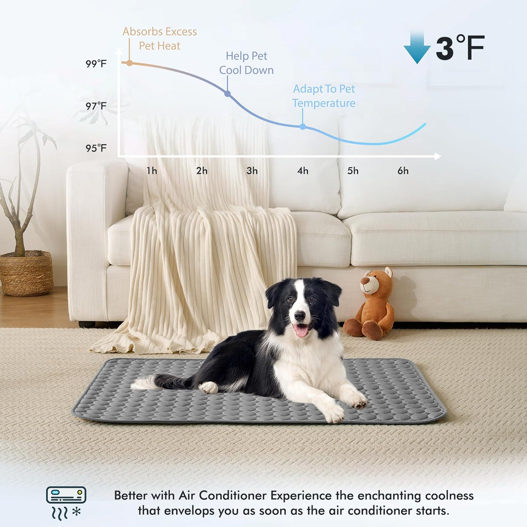MICROCOSMOS Summer Cooling Mat & Sleeping Pad- Water Absorption Top, Easy Carry, EZ Clean, Materials Safe. Keep Cooling for Pets, Kids and Adults.(Dark Grey, 40" x 28")