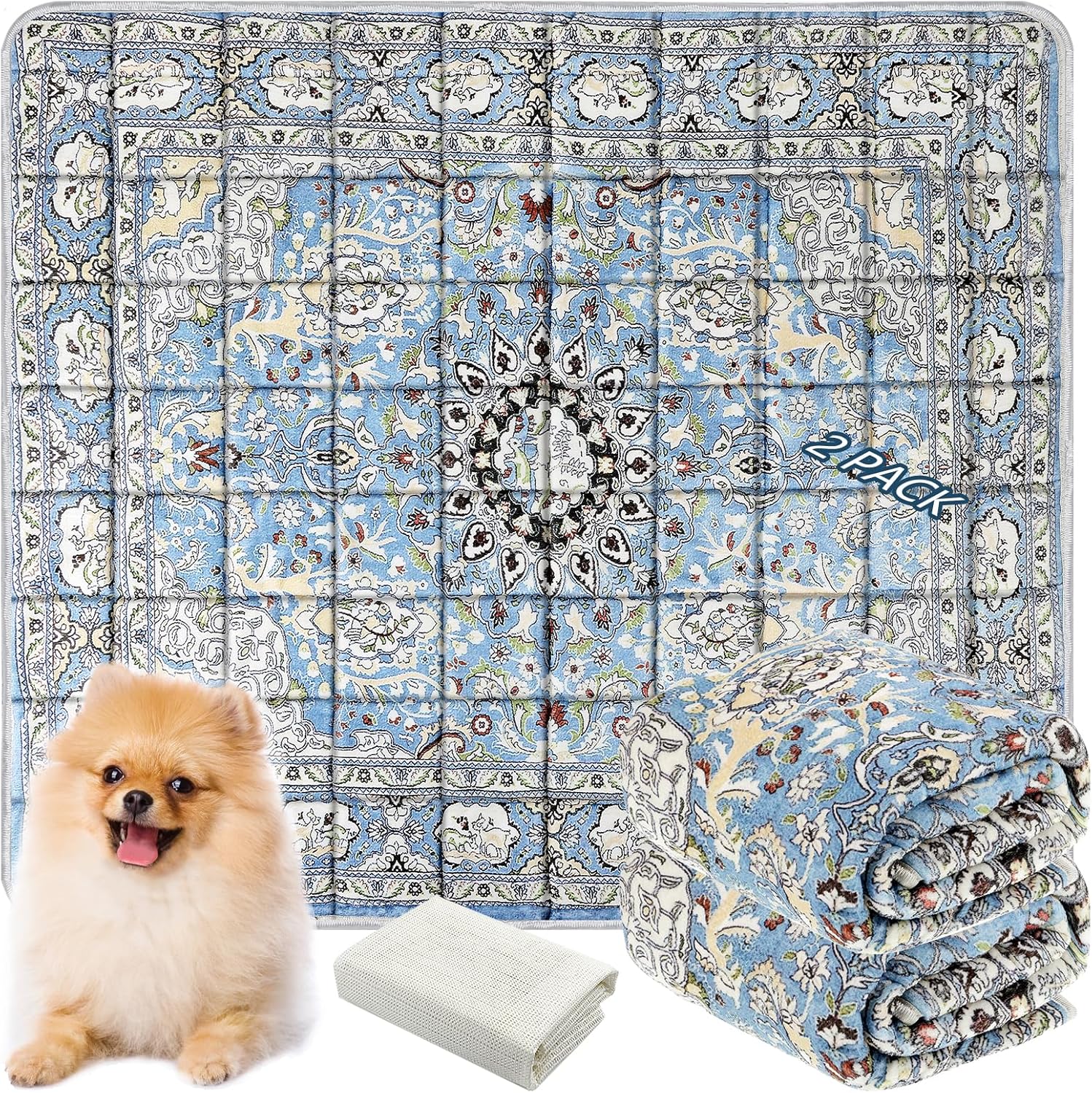Washable Thickened Pee Pads for Dogs, 2 Pack (36"x42") Upgrade Reusable Puppy Pads with Non-Slip Rug, Super Absorbent Leakproof Puppy Training & Whelping Pads for Dogs, Doggie