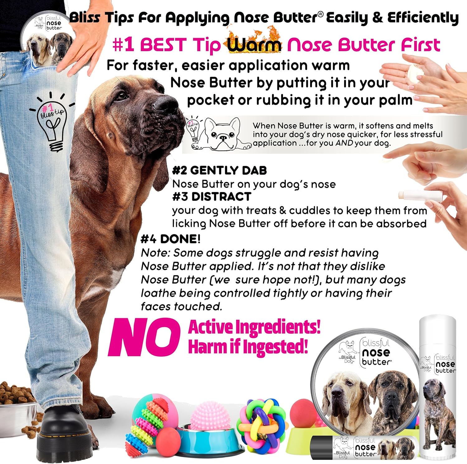 The Blissful Dog Fila Brasilerio Unscented Nose Butter - Dog Nose Butter, 4 Ounce,0.50 Ounce