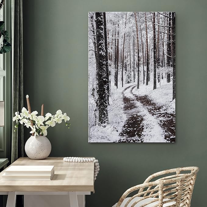 SIGNWIN Canvas Wall Art Winter Trees Cool Dramatic Forest Multicolor Nature Photography Rustic - 32x48 inches