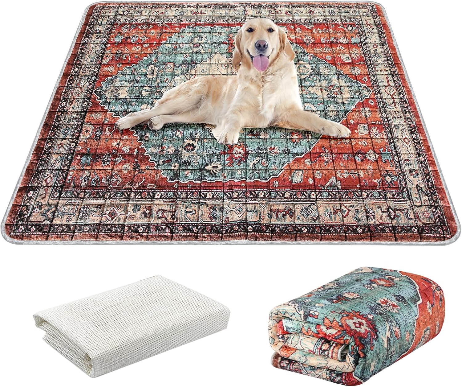 Extra Large Washable Pee Pads for Dogs (72"x72"), Upgrade Reusable Puppy Pads with Non-Slip Rug Pad, Super Thickening Absorbent Leakproof Dog Traning Pads Whelping Pad for Dogs, Doggie