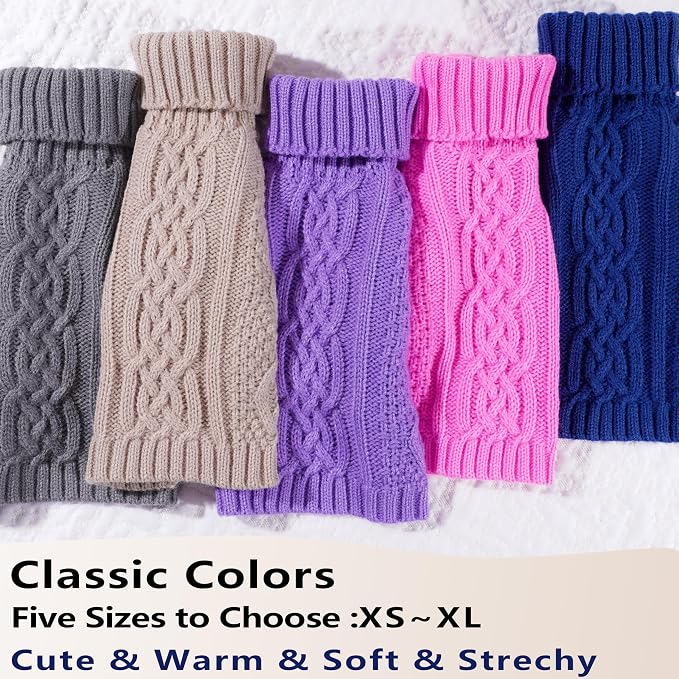 Dog Sweaters for Small Dogs Turtleneck Pullover Puppy Sweater Sleeveless Cable - Image 5