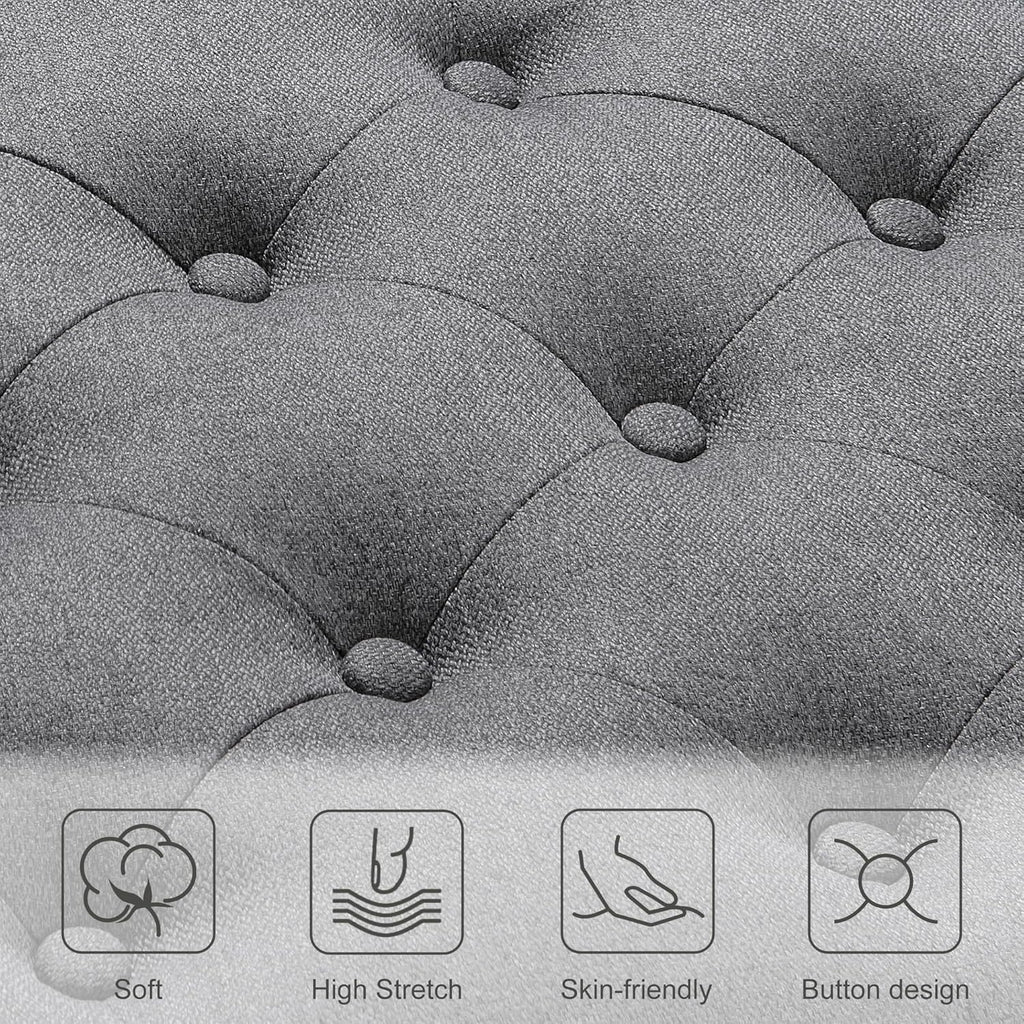 Ottoman with Storage,50.2-inch Upholstered End of Bed Storage Bench for Bedroom,for The Living Room,for Entryway, with Tray & Button and Safety Hinges,Detachable (Grey)