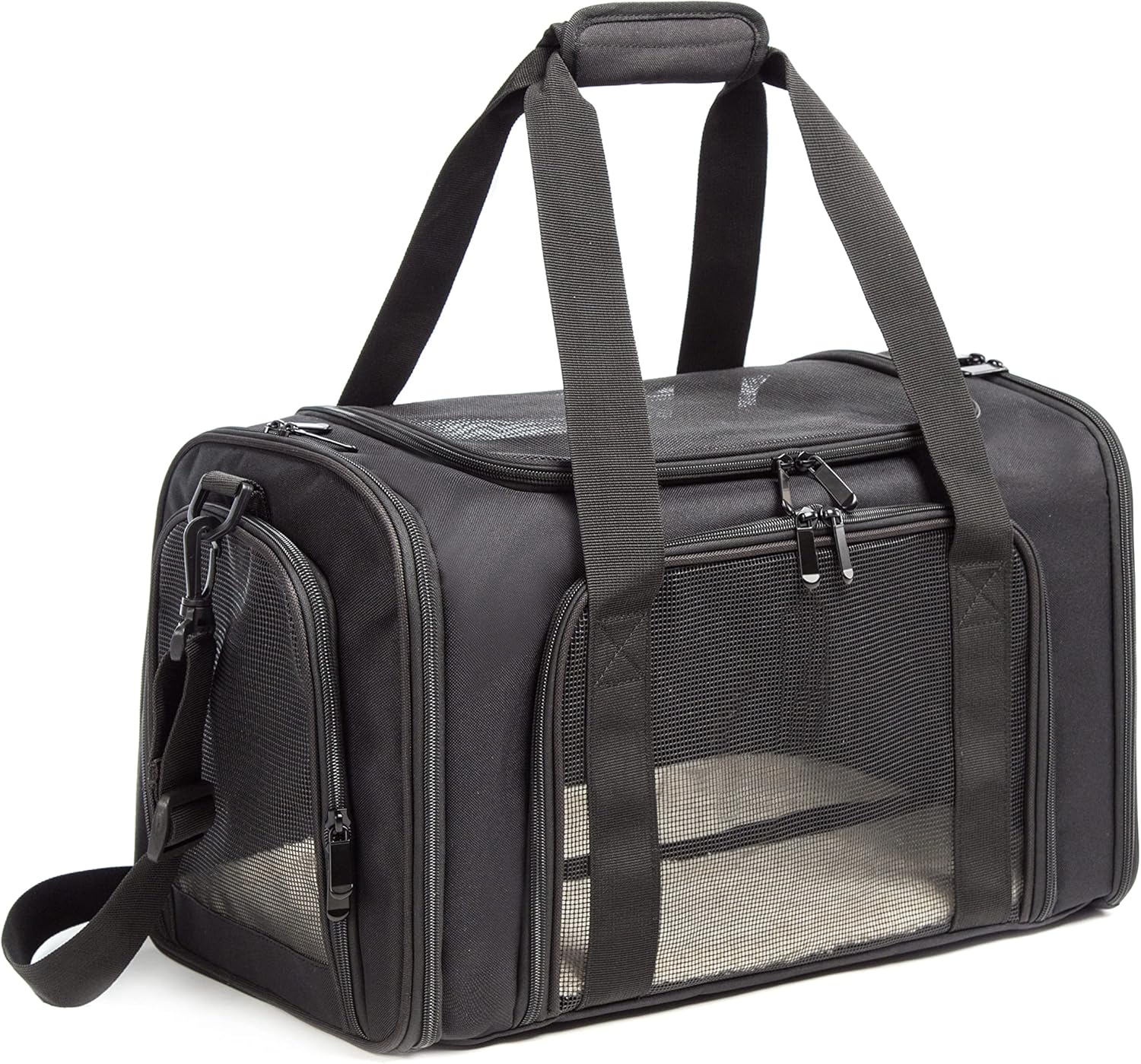 Cat Carrier Dog Carrier Pet Carrier Cat Bags for Small Medium Cats Dogs Puppies of 15 Lbs,of Airline Approved Small Dog Bag Soft Sided,Collapsible Travel Puppy Carrier(Large, Black)