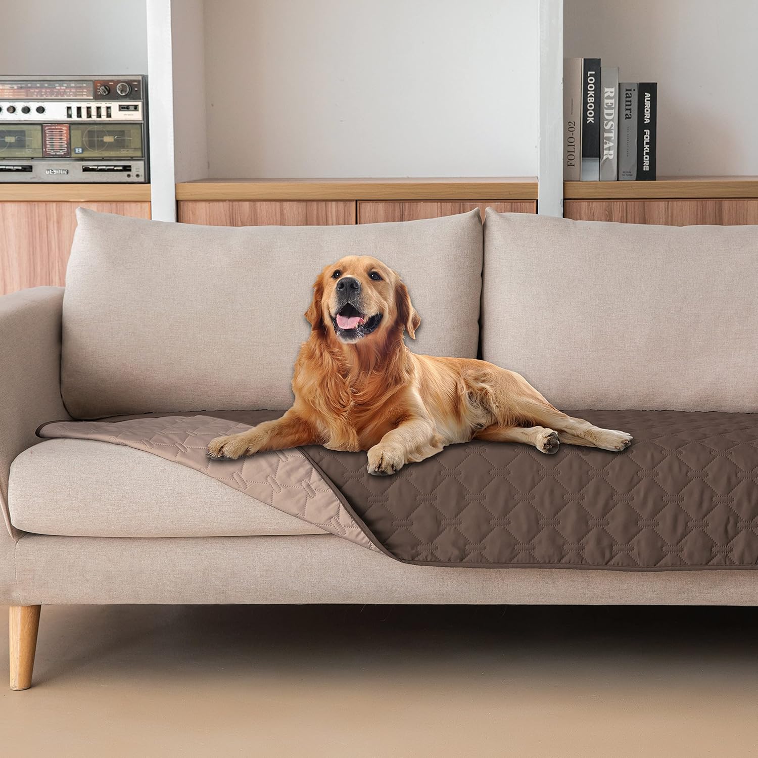 gogobunny 100% Double-Sided Waterproof Dog Bed Cover Pet Blanket Sofa Couch Furniture Protector for Puppy Large Dog Cat, Reversible (30x70 Inch (Pack of 1), Dark Chocolate/Light Chocolate)