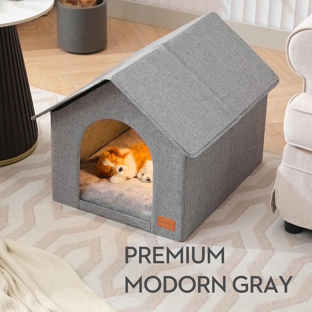 Indoor Dog House with Washable Plush Cushion - Medium Size, Suitable for Dogs & Cats