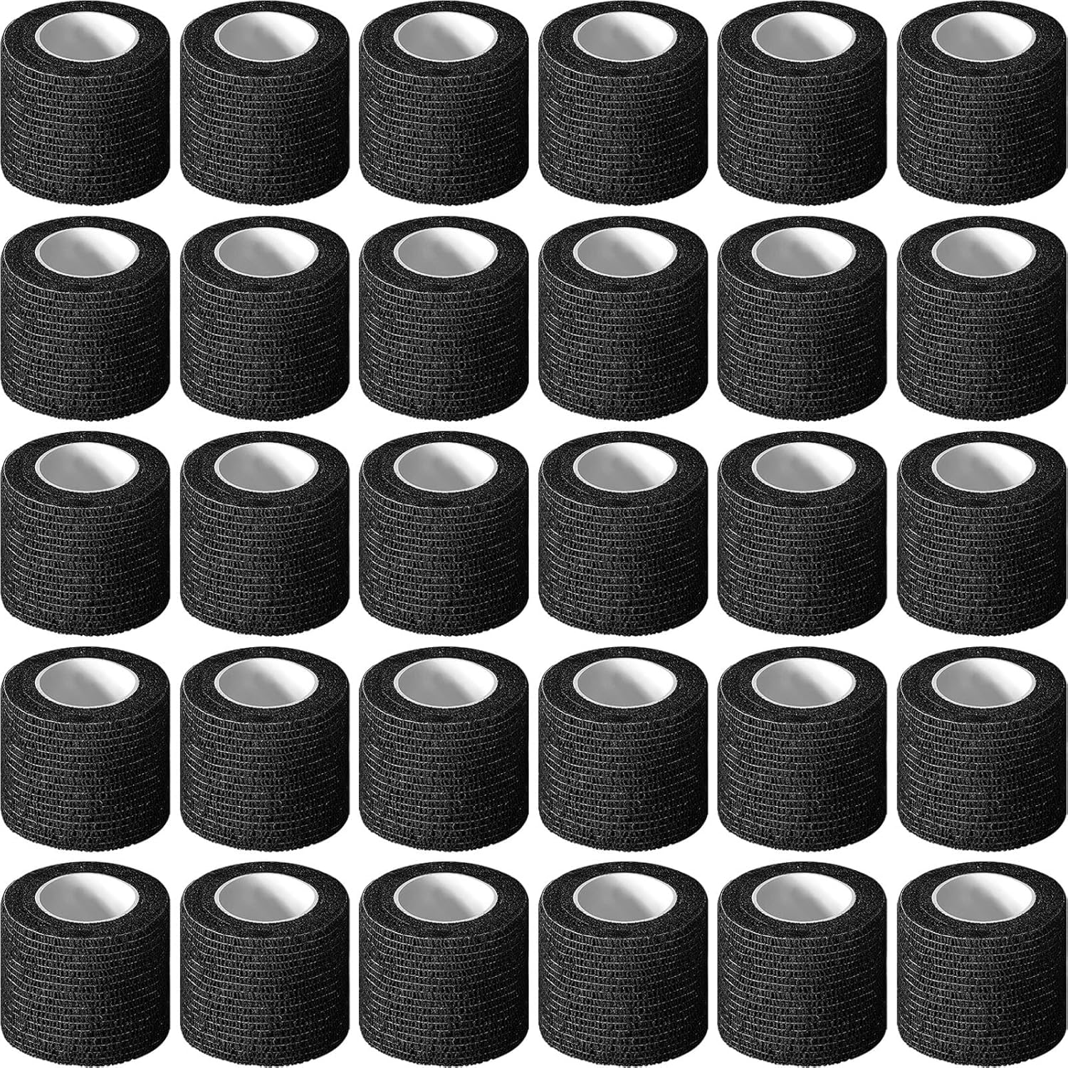 Treela 36 Pcs Self Adherent Bandage 2" X 5 Yard Wrap Breathable Cohesive Bandage Elastic Adhesive Tape for Stretch Athletic Sports Wrist Ankle(Black)