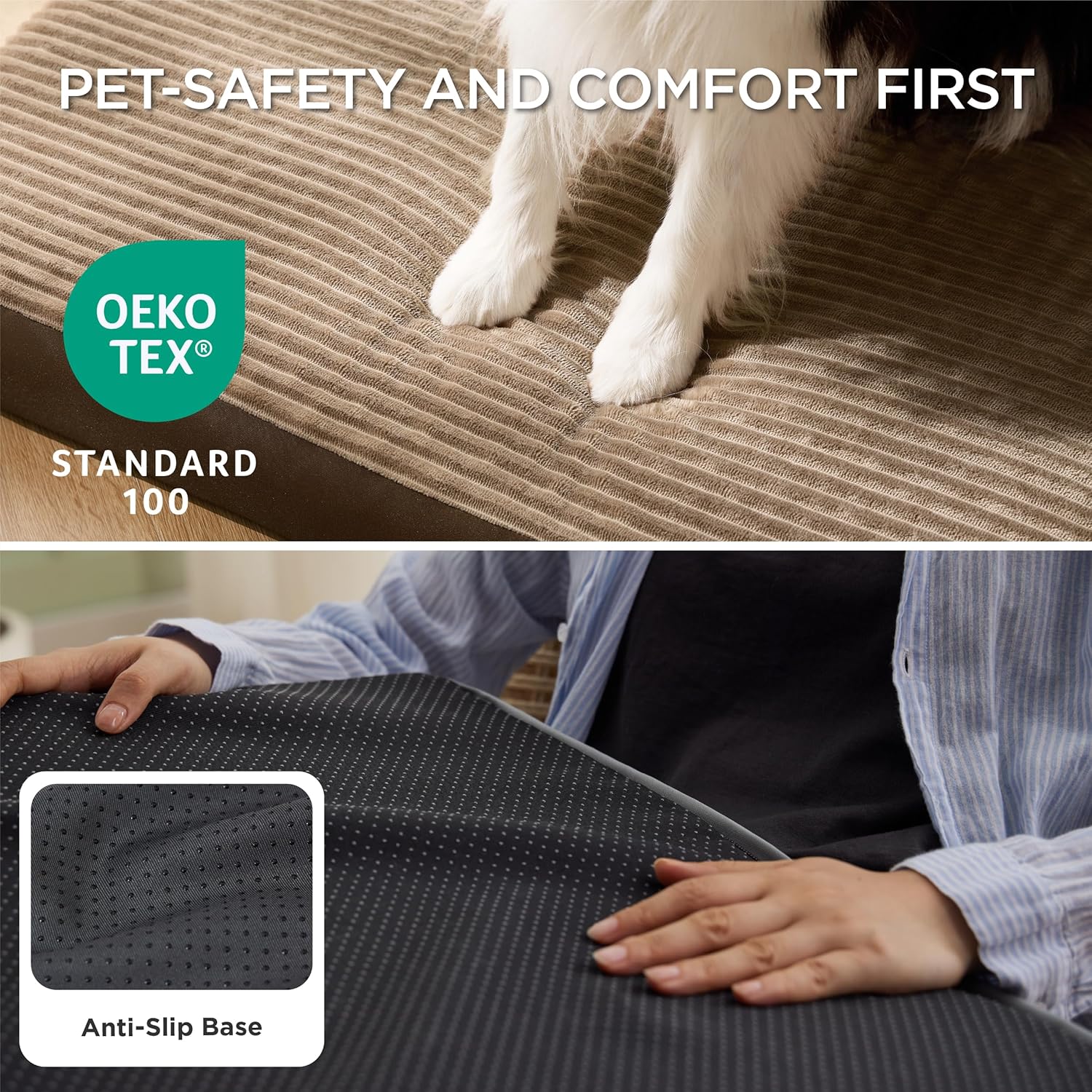 Bedsure Dog Beds Large Sized Dog- Orthopedic Pet Beds with Removable Machine Washable Cover, Egg Crate Foam Puppy Pad, Suitable for Pet Up to 50 lbs, 35"x22"