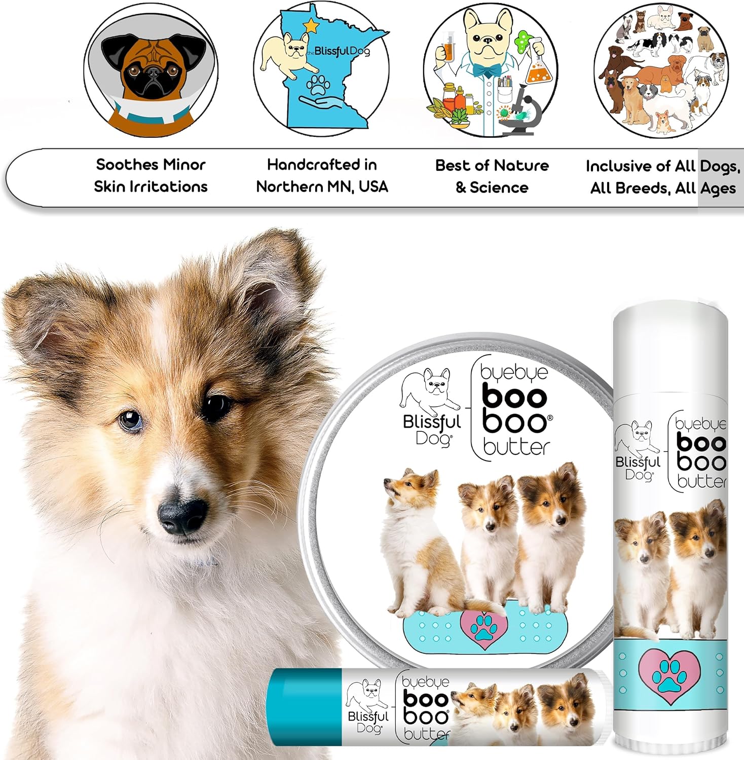 The Blissful Dog 1 oz TIN Shetland Sheepdog Booboo Butter
