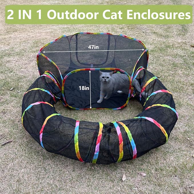 Outdoor Cat Enclosures, Cat Playground Portable Catio Mesh Tent, Outside Circle - Image 5