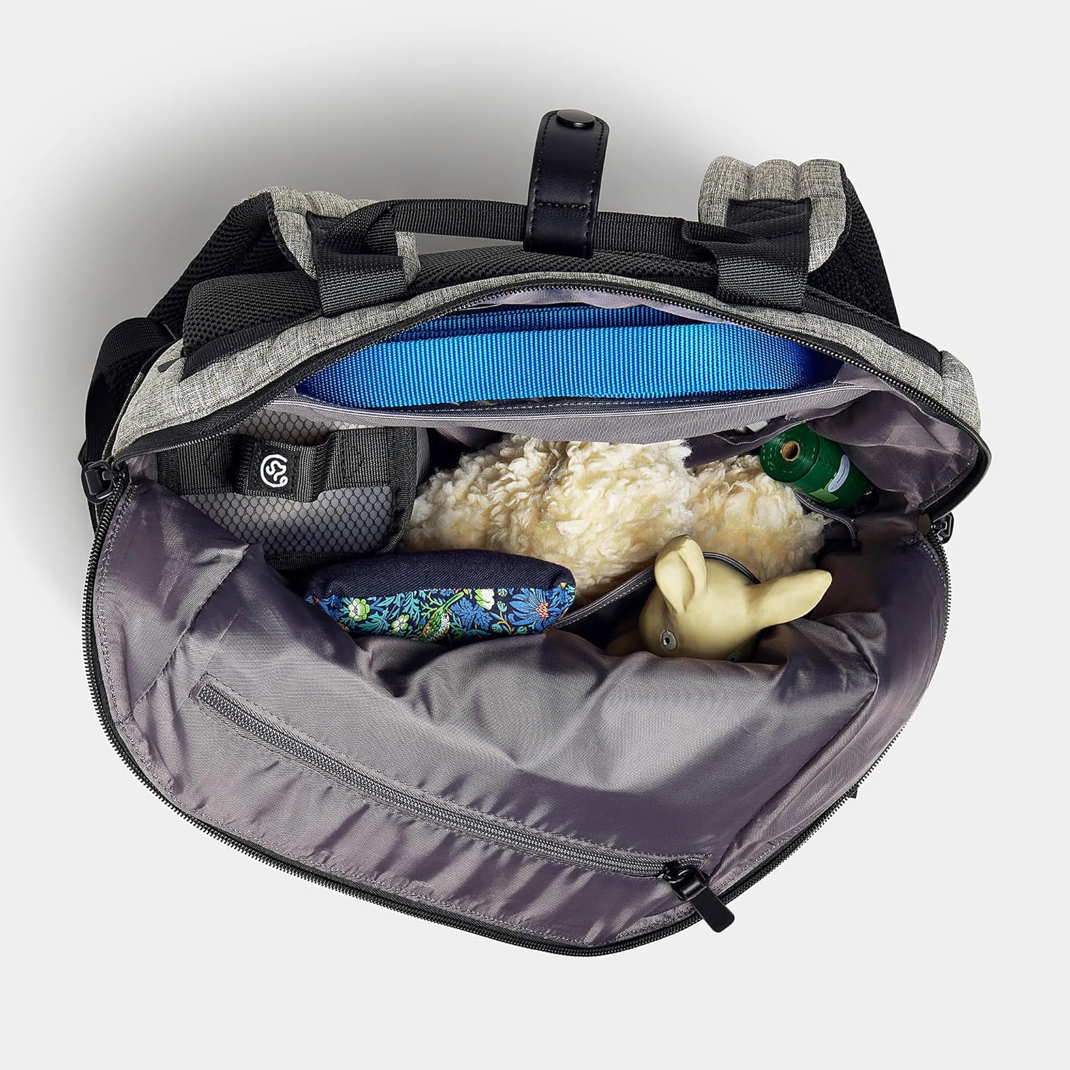 Porter 2-in-1 Dog Gear Backpack – Premium Dog Travel Bag with 10 Pockets, Zip-Off Treat Pouch, Leash Clip, Waterproof Pockets & Water Bottle Holder – Weekend, Hiking, Camping, Heather Grey