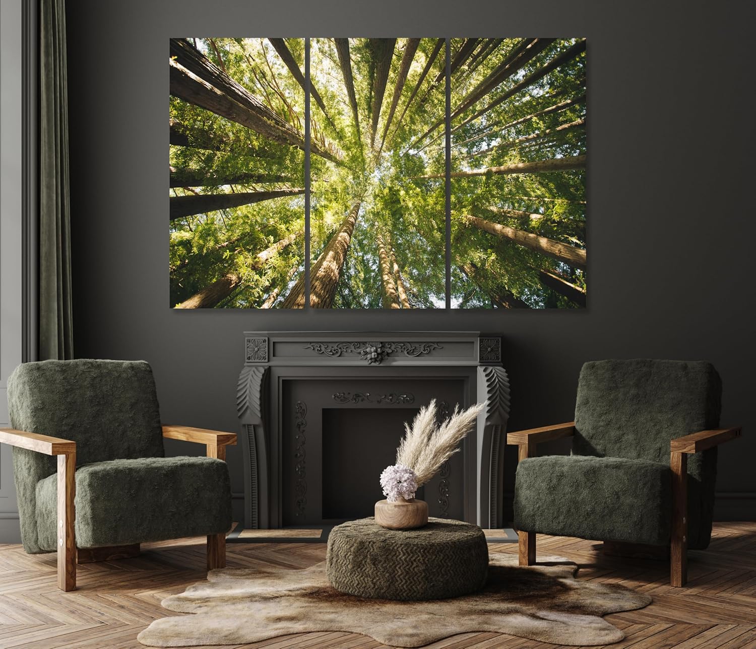 Nature Wall Art Prints - Ocean Forest Mountain Lake Canvas Landscapes - Small to Extra Large Living Room Bedroom Kitchen Bathroom Décor (Serenity in the Forest, 39L" x 59W" - 3 Panels)