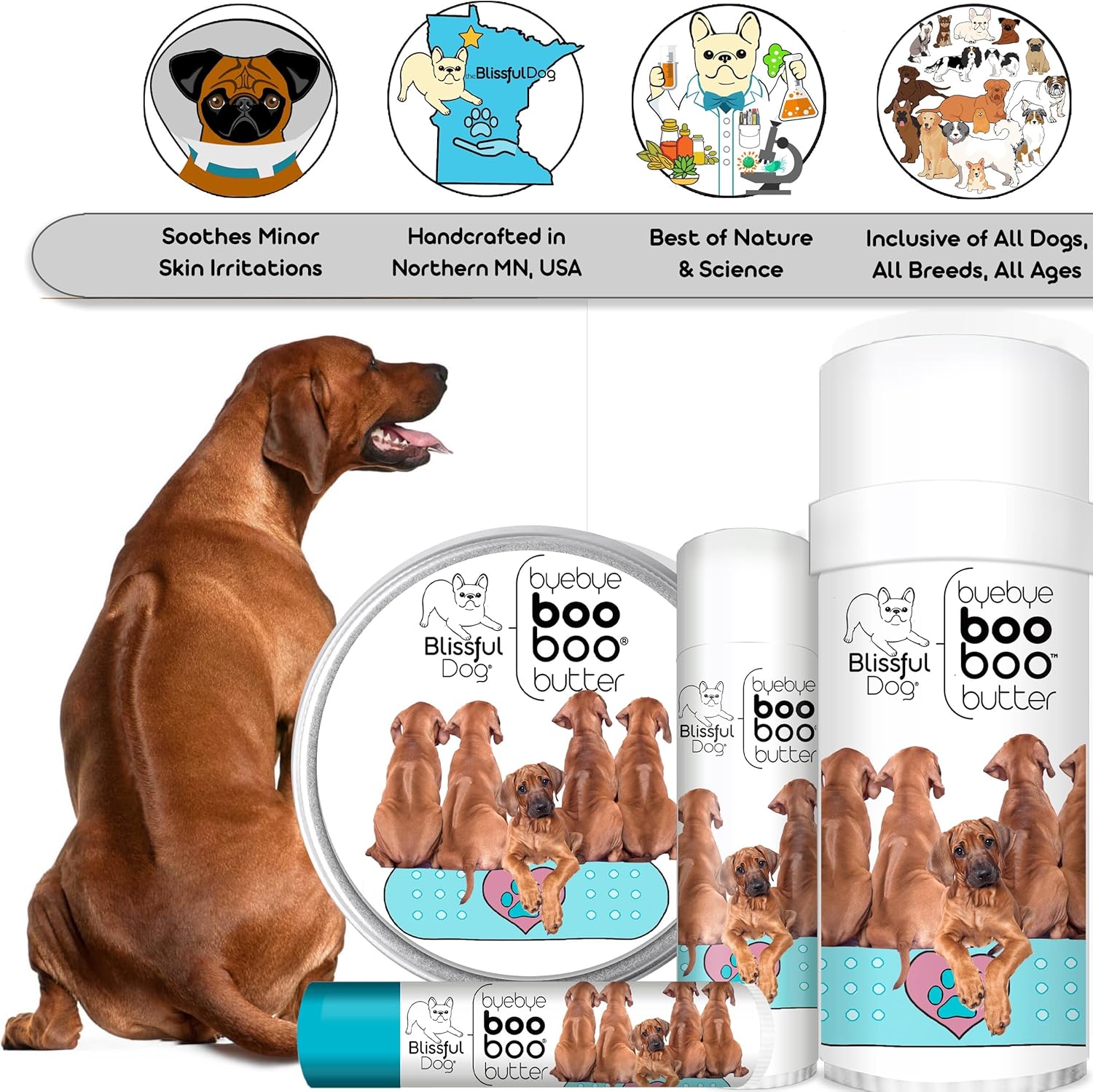 The Blissful Dog .50 oz Tube Rhodesian Ridgeback Booboo Butter
